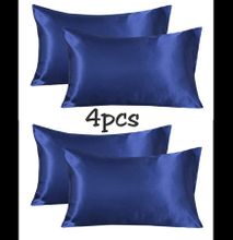 4pcs Satin Pillowcase Bed pillow -Navy